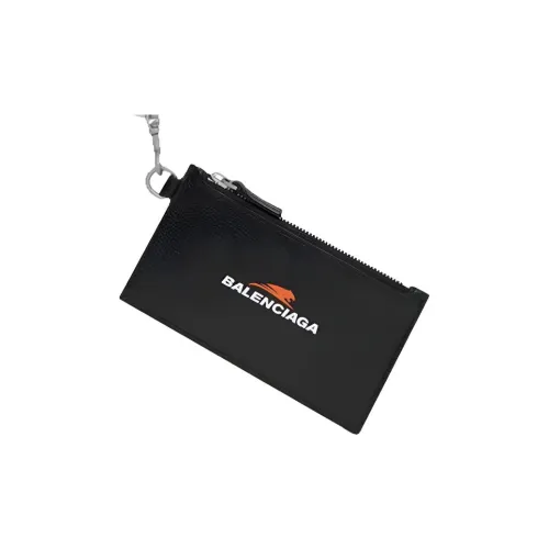 Balenciaga Grained Телячья кожа Кольцо для ключей Картхолдер Унисекс Черный