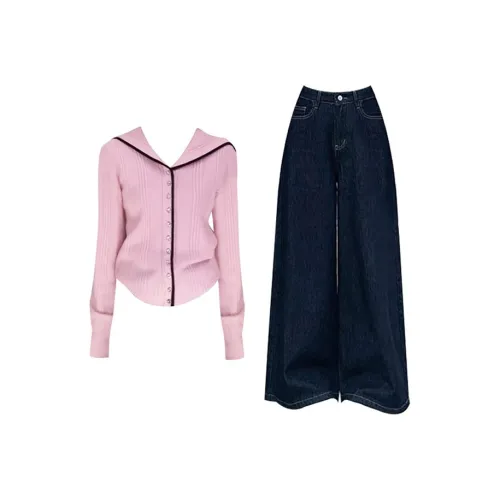 MARIE·COCO Розовый топ + штаны женские повседневные костюмы