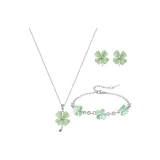Счастливый Зеленый Комплект (Браслет + Ожерелье + Серьги-гвоздики)
