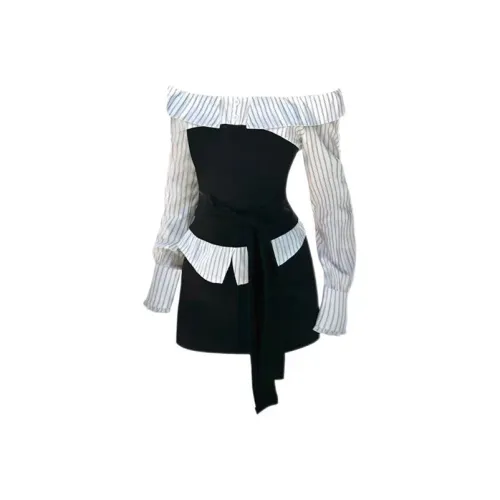 SISC Полосы Топ+Короткая Юбка Женские Комплекты с Юбкой