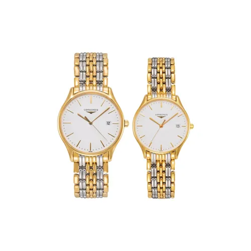 LONGINES Lvya Collection Кварцевый механизм Унисекс Часы 38,5мм 32мм Белый циферблат PVD покрытие Корпус PVD покрытие Ремешок