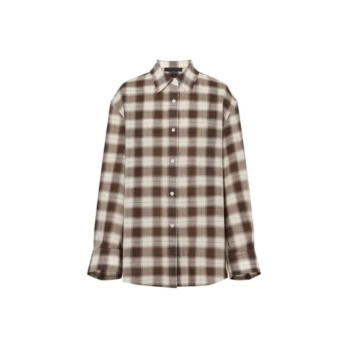 MO CO Коричневая клетка Женские рубашки