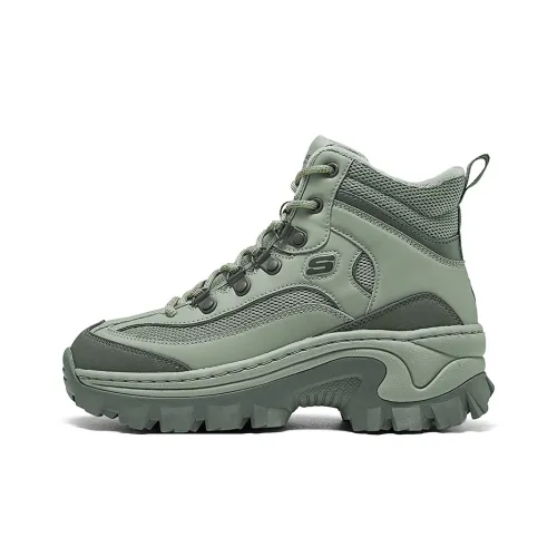 Skechers DIGHTON Износостойкий Дышащий Высокий Топ Кэжуал Женский Оливково-зеленый