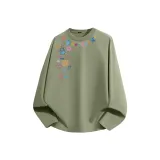 [100% хлопок Удобный] Пальмовый зеленый (B Большая улыбка Ручная надпись Горловина спереди Этикетка)