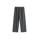 [Полиэстер-Хлопок Прямой Крой Брюки] Темно-Серый (Тангсия Белые Брюки Логотип)