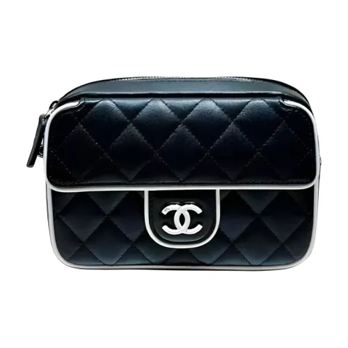 CHANEL Lambskin Crossbody Bag Shoulder Bag Small Women's Black