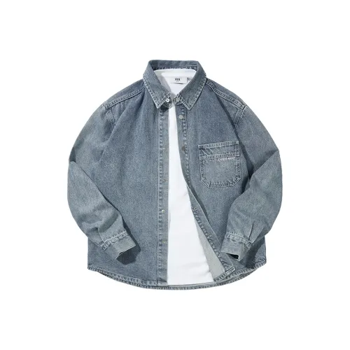 HLA Синий Серый DENIM GRADIENT Средний 8C Мужская Рубашка