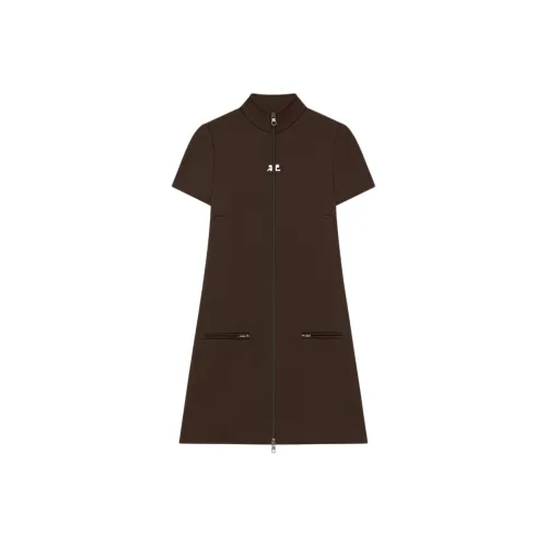 COURREGES FW25 INTERLOCK Трексуит Мини Платье Короткий Рукав Платье Женское