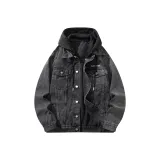 Чёрный с серым капюшоном и чёрная шапка