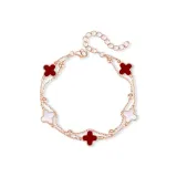 Браслет с розово-золотым клевером, четырехлистный [Красный]