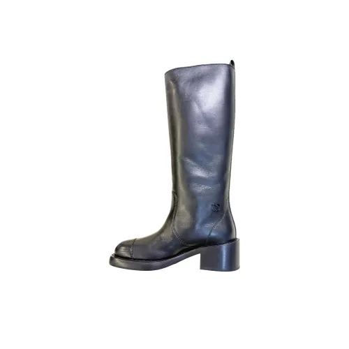 CHANEL 24B Колено Высокие сапоги Женские Черный