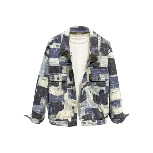 KAIZZGAO Синий Мужской Джинсовые Куртки