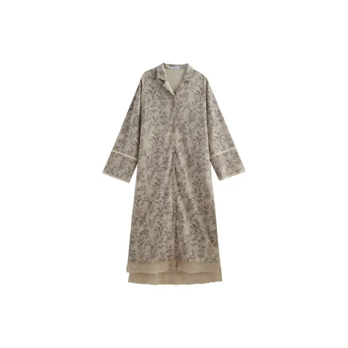 Same Language Ночная сорочка Женская Бумага Сюань Желтая · Растительный цветочный принт