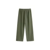 [Полиэстер-Хлопок Прямой Крой Брюки] Серый Зеленый (Тангсия Белые Брюки Логотип)