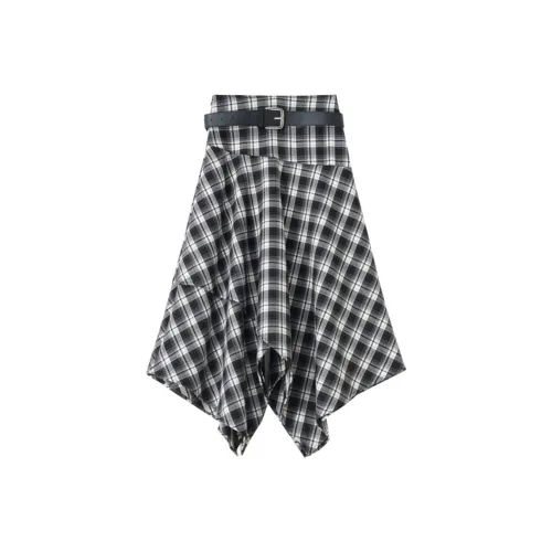 JOSR Черно-белая клетка Женская Повседневная Длинная Юбка