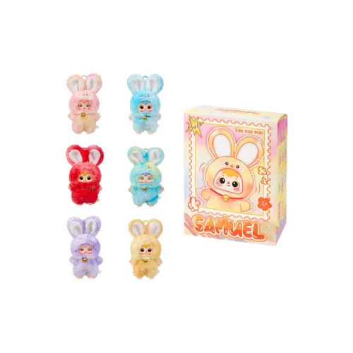 Three Little Fuzzies Милый Волшебный Colored Кролик Кукла Слепые коробки Один Mystery Коробка Целая коробка 6 шт