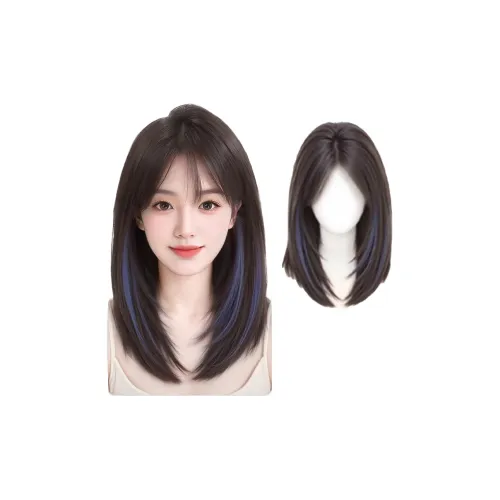 TIANKONGSHU Отделение Tie Dye Синий Волосы Парики Для Женских Смешанный Шелк Короткий Прямые Волосы