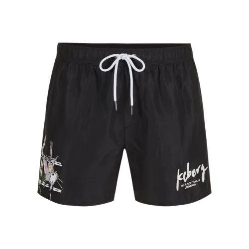 Айсберг Черные Мужские Пляжные Шорты