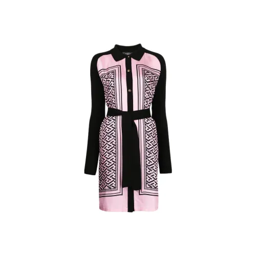 VERSACE Длинное платье с длинными рукавами женское розовое