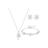 Счастливый Белый Набор (Браслет + Ожерелье + Серьги-гвоздики)