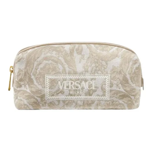 VERSACE Barocco Жаккардовая ткань Холст с кожей Косметичка Женская Бежевая
