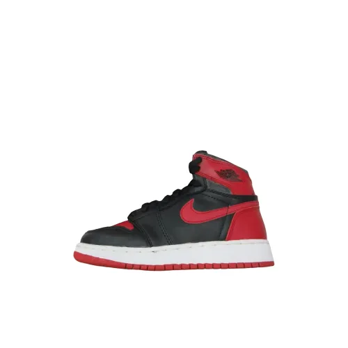 Jordan Air Jordan 1 High Топ Детские Скейтбординги Черный Красный Унисекс