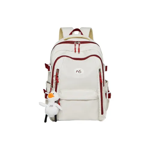 Narandu Рюкзак из синтетической кожи стандартный унисекс цвет экрю и красный