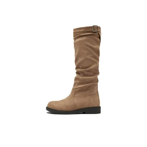 AGSDON Высокие сапоги до колена 3 см женские