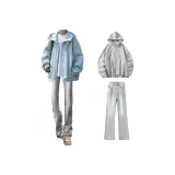 Серый свитшот + дымчато-серые джинсы