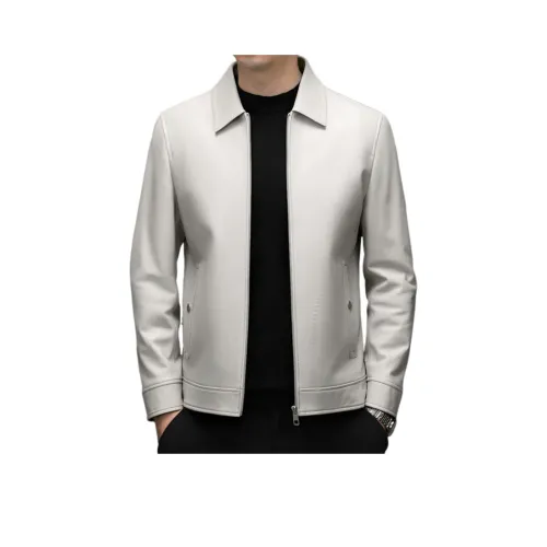 Белый мужской кожаный куртки