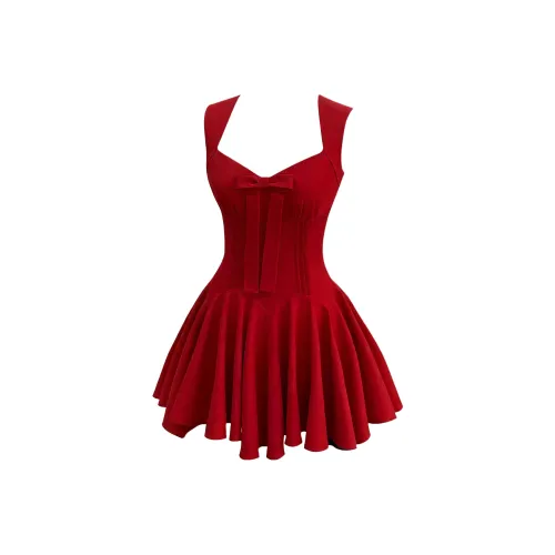 DITB Розовый Красный Женские Платья Без Рукавов