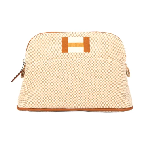 HERMES Bolide Хлопок Косметичка Мини Женская 06 Dore Позолоченный Золото