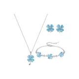 Счастливый Синий Комплект (Браслет + Ожерелье + Серьги-гвоздики)