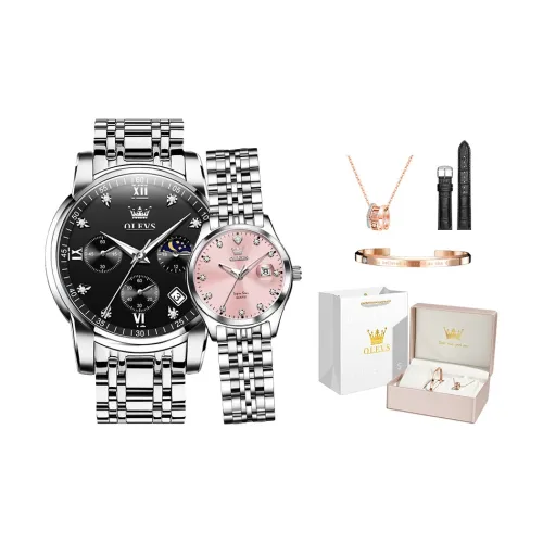 OLEVS Кварцевый механизм ремешок из нержавеющей стали унисекс черный циферблат