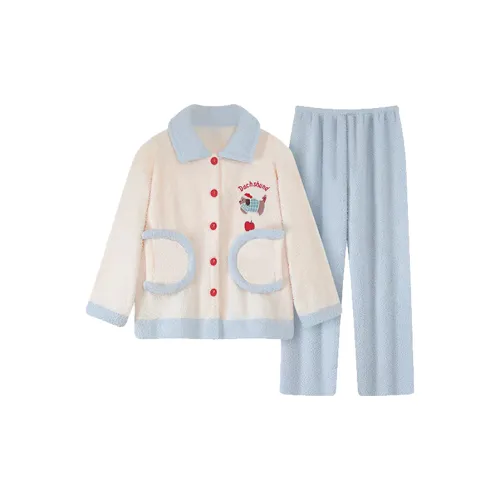 MIMOSA CHUR Экрю Синий Женские Пижамные Комплекты
