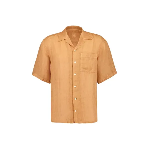 120% LINO Абрикос Мягкий Выцветший Апельсин Мужские Рубашки