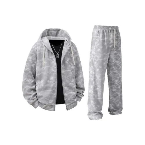 HEISU Серый Двухкомпонентный Комплект Мужская Повседневная Спортивная Одежда