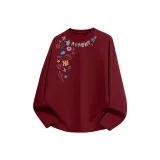 [100% cotton Comfortable] Бордовый (Большая буква "Улыбка" Ручная работа Горловина спереди Этикетка)