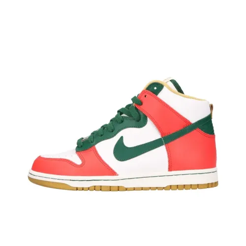 Nike Dunk High Топ Кроссовки для скейтбординга Женские Белые Зеленые Красные