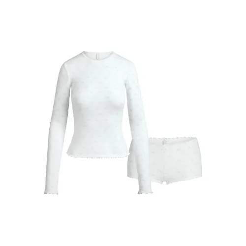 SKIMS FW25 Логотип POINTELLE Длинный рукав Комплект Пижама Комплект Женский