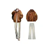 Оранжевая куртка + желтые грязные джинсы