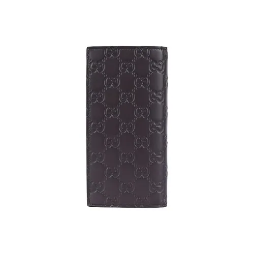 GUCCI Подпись Коровья кожа Кошелек Мужской Темно-коричневый