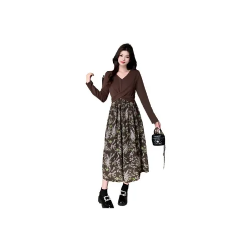 HTHK Длинное платье с длинными рукавами женское