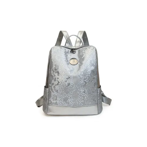 Meow In The Grass ПУ (полиуретан) Рюкзак Стандартный Унисекс Серебристый Черный Синий