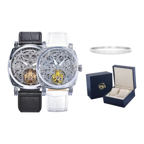 VRQ Faith Series Автоматический механический механизм часы с натуральной кожей ремешок унисекс циферблат с черепом