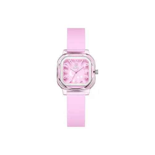 OLEVS Кварцевый механизм силиконовый ремешок женские часы розовый циферблат