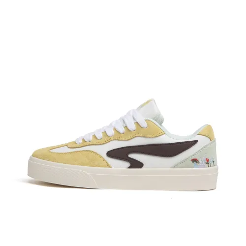 SINPERCO Износостойкий и Легкий Низкий Топ Скейтборд Кроссовки Женские Белые Желтые