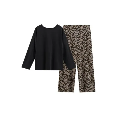 PBENO PD 88398 Леопардовый принт Двойной Длинный Женские Пижамные комплекты