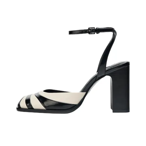 ZARA Грубый каблук Высокие каблуки 10 см Женские Черный Белый