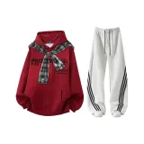 Бургунди + Белый Фотиния Серый [Брюки]